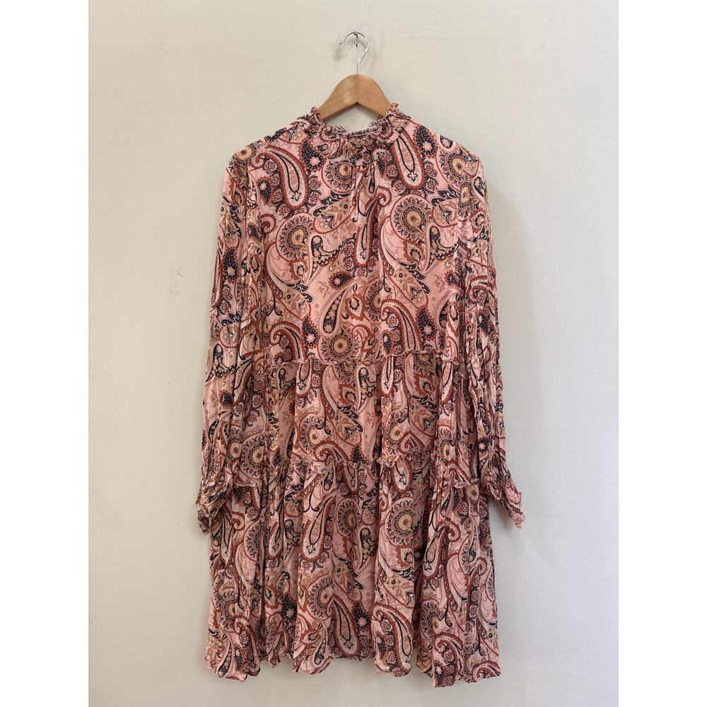Anthropologie Plus Paisley Cady Tiered Dress Long Sleeve Flowy Babydoll 1X Boho - Picture 2 of 7